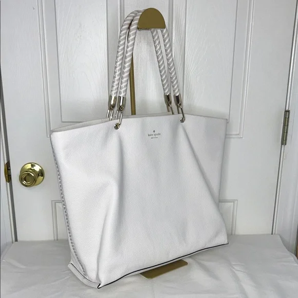 Kate Spade Hampton Road White Leather Tote Bag GUC - Picture 1 of 14